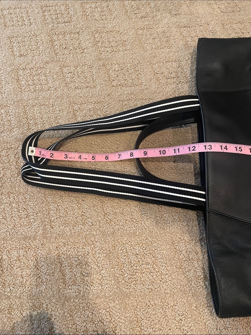 kate spade Black Leather Tote with Contrasting Striped Handles - Picture 9 of 12